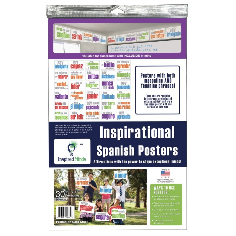 Inspired Minds Card Stock Posters, Set of 30, Spanish