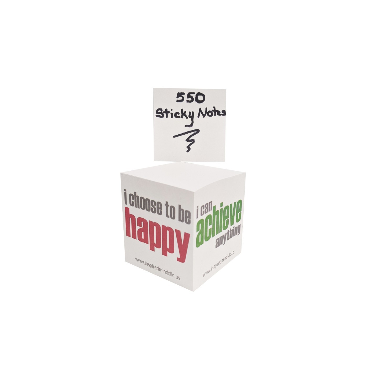 Inspired Minds Inspirational Sticky Notes Memo Cube, 2-3/4", 550 Sheets