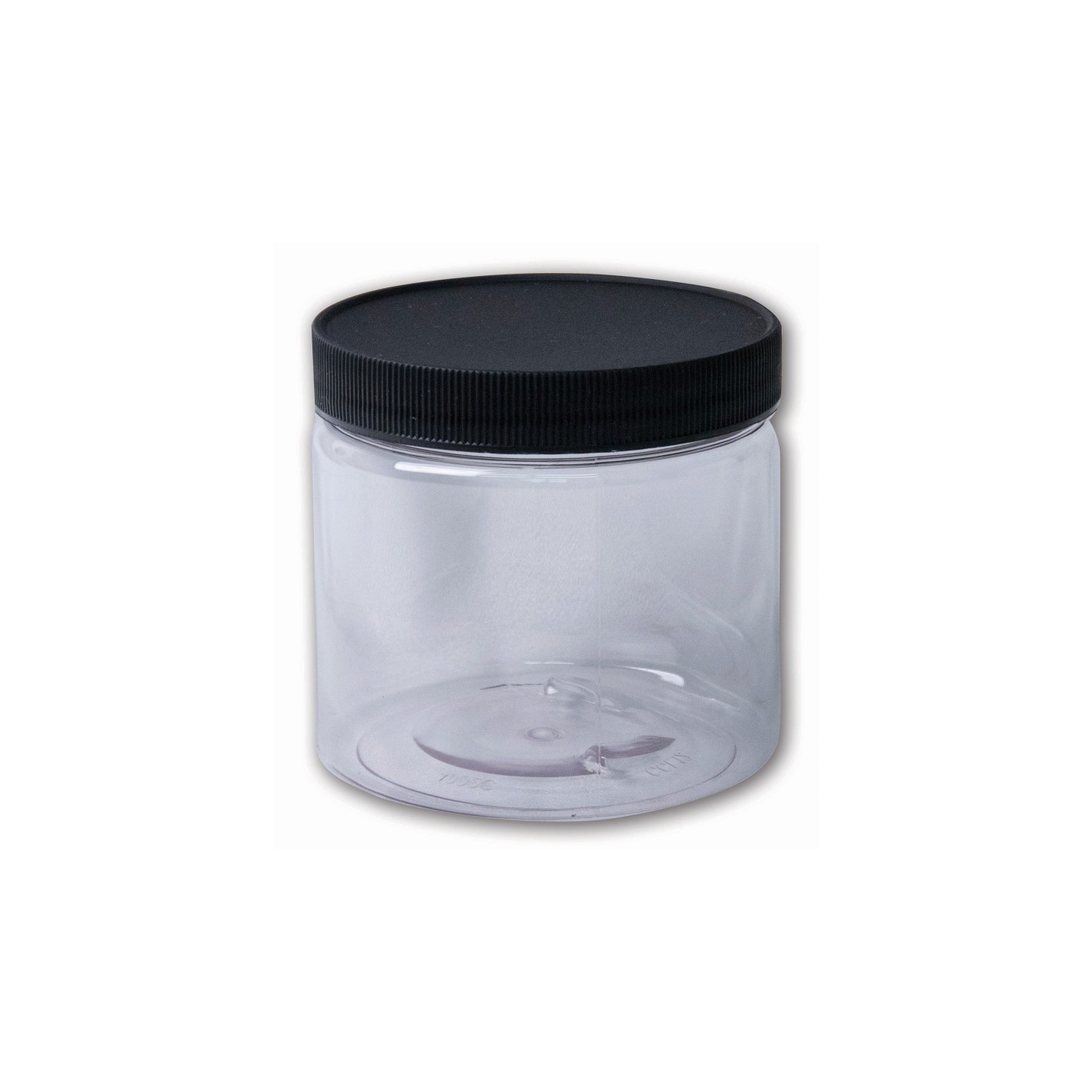 Jacquard Plastic Wide-Mouth Jar With Black Lid, 16 oz, Clear