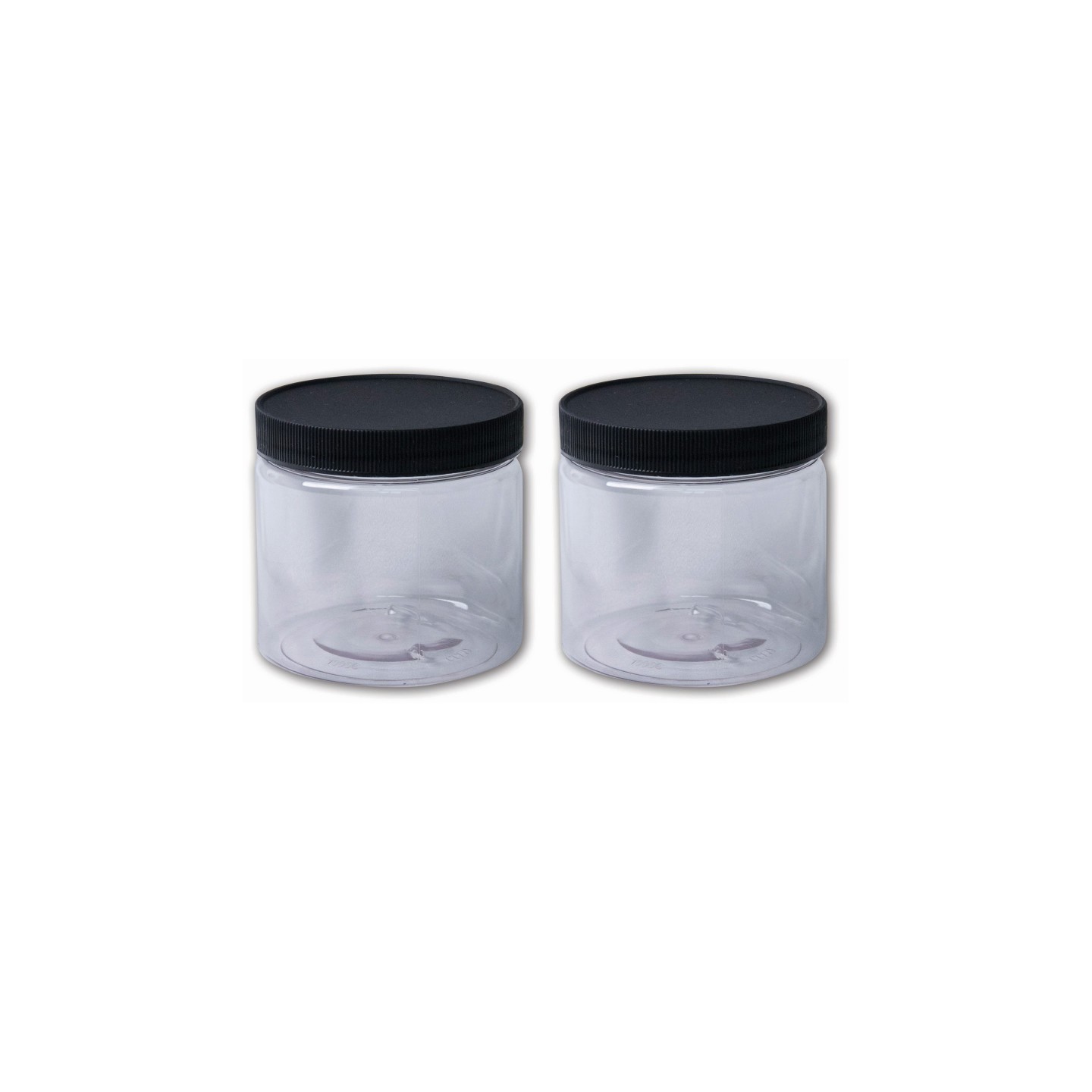 Jacquard Plastic Wide-Mouth Jar With Black Lid, 16 oz, Clear, Pack of 2