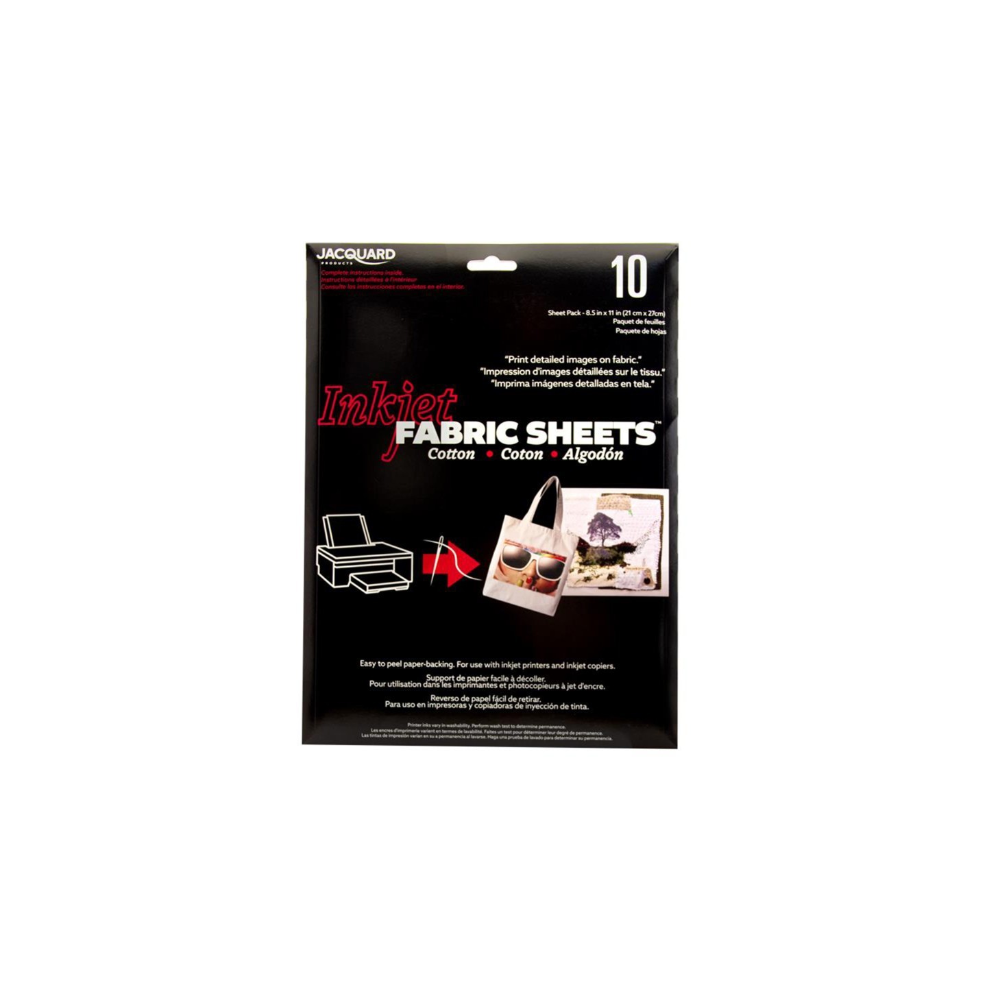 Jacquard Cotton Inkjet Printable Fabric Sheets, 8.5" x 11", Pack of 10