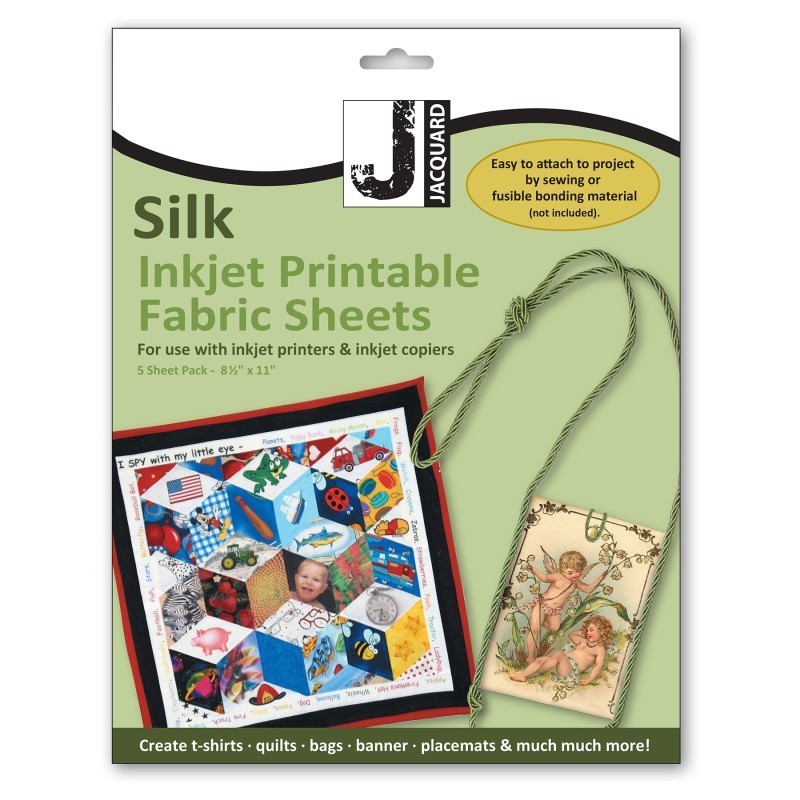 Jacquard Silk Inkjet Printable Fabric Sheets, 8.5" x 11", Pack of 5