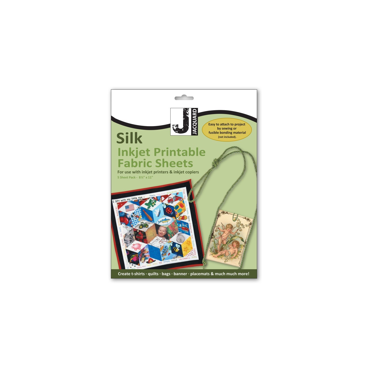 Jacquard Silk Inkjet Printable Fabric Sheets, 8.5" x 11", Pack of 5