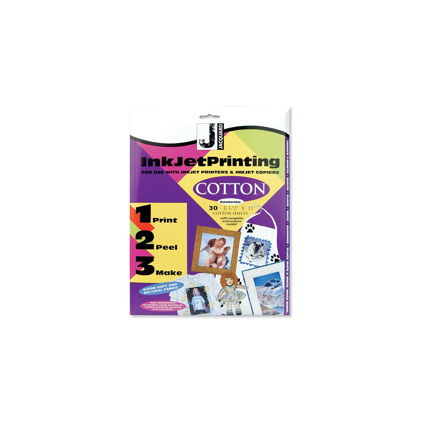 Jacquard Cotton Inkjet Printable Fabric Sheets, 8.5" x 11", Pack of 30