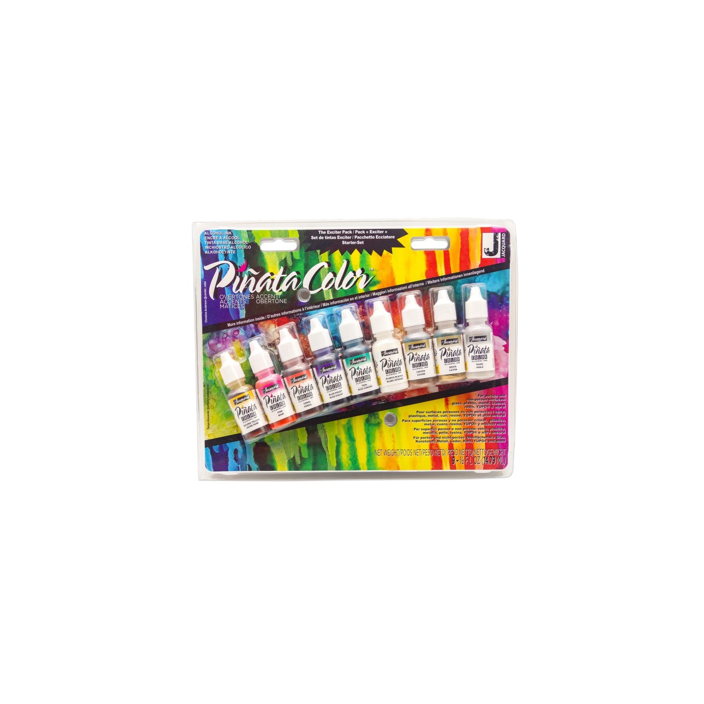 Jacquard Piñata Colors Alcohol Ink, Overtones Exciter Pack, Set of 9