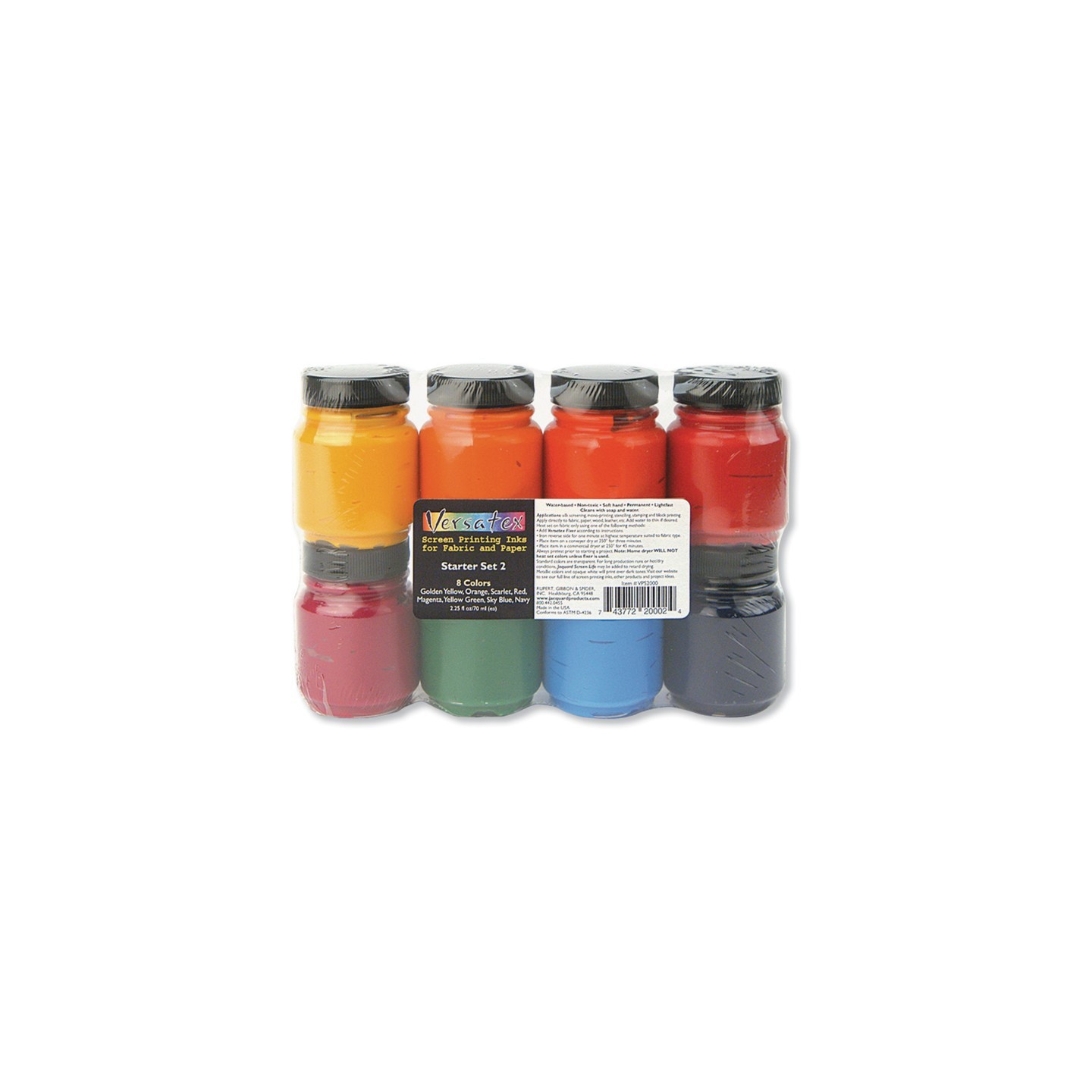 Jacquard Versatex Screen Printing Ink Starter, Set #2, Set of 8