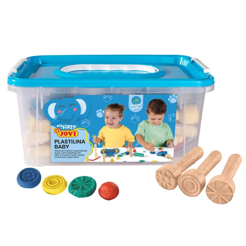 JOVI Plastilina Modeling Clay Baby School Pack, 20 Bars & 9 Stamps