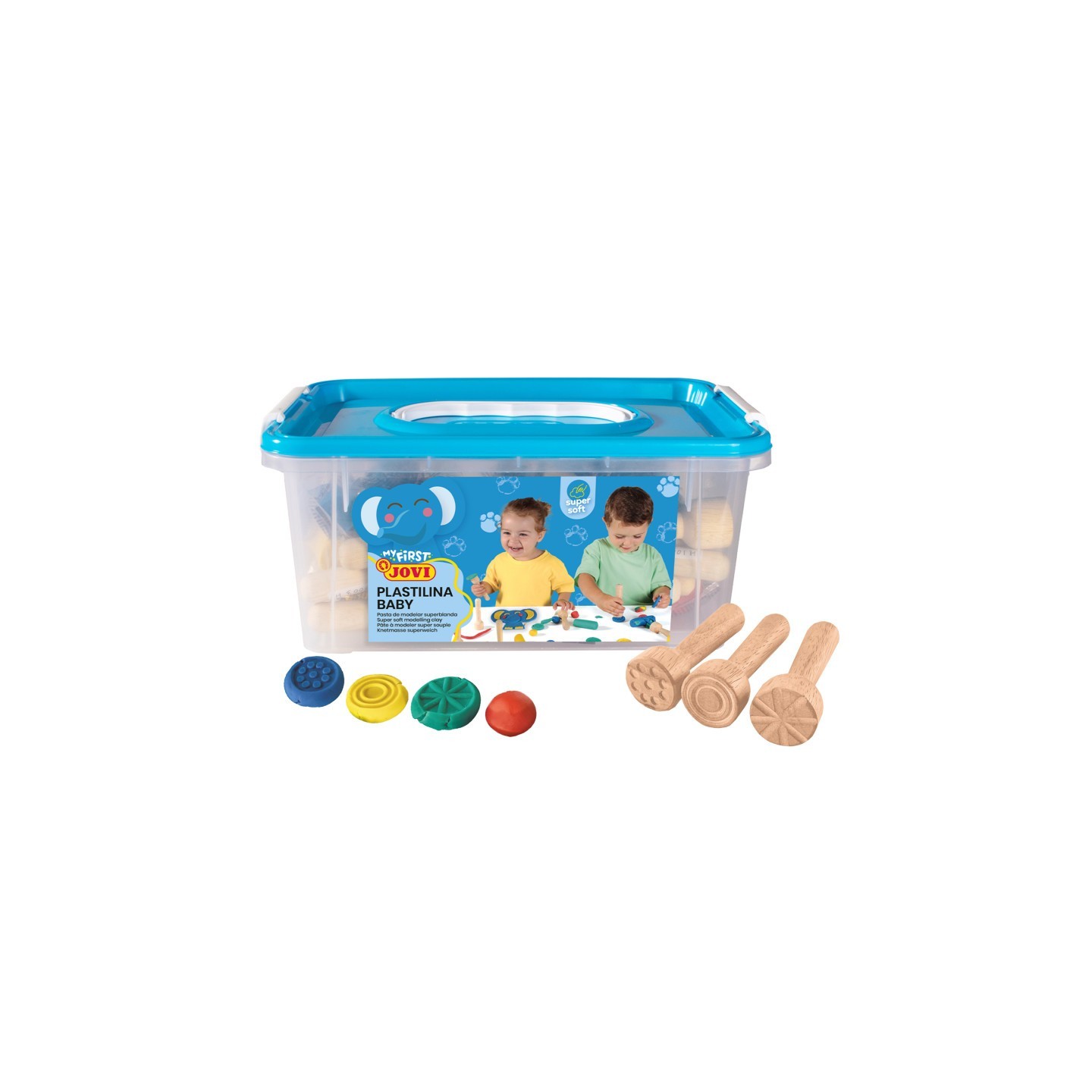 JOVI Plastilina Modeling Clay Baby School Pack, 20 Bars & 9 Stamps