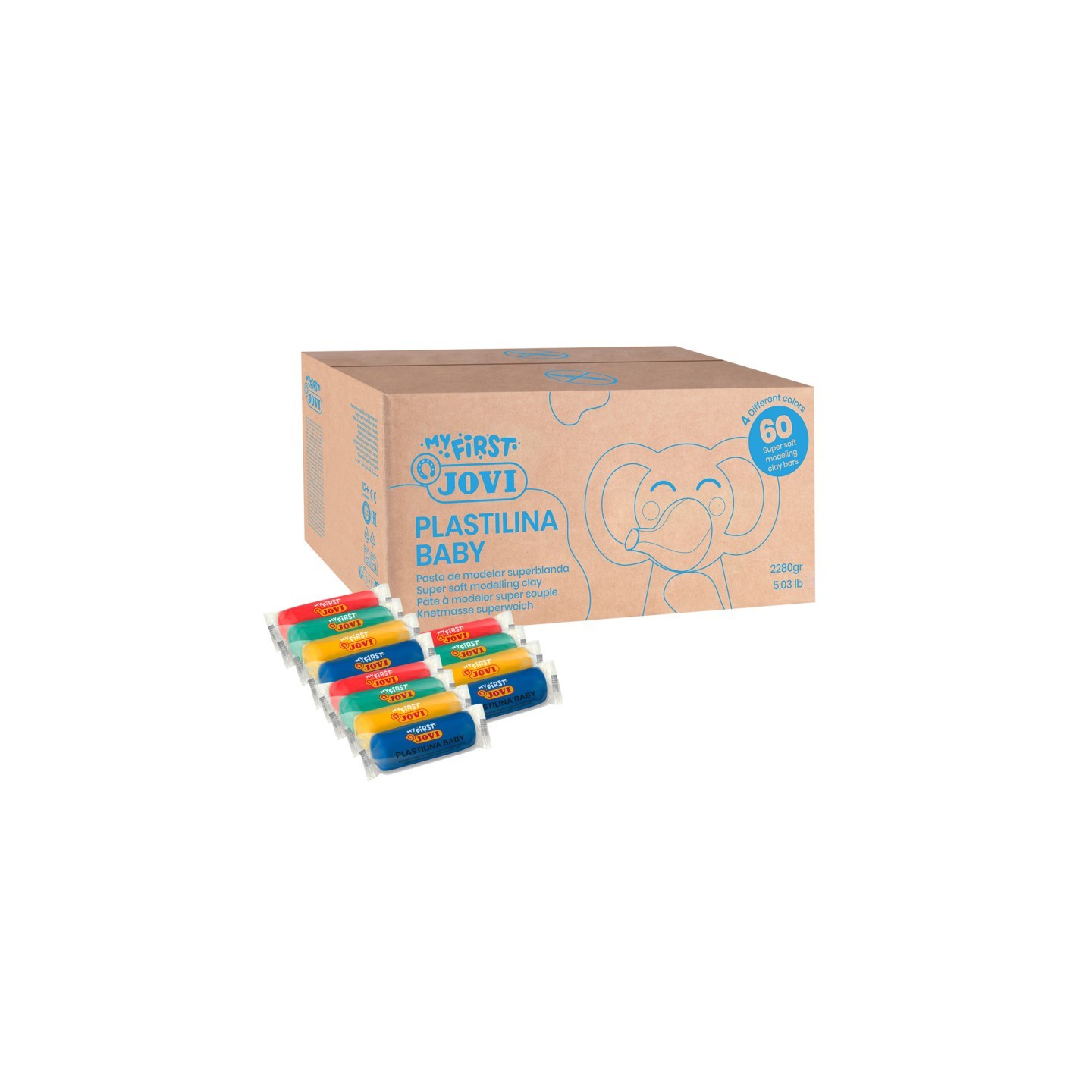 JOVI Plastilina Modeling Clay Baby School Pack, 60 Bars