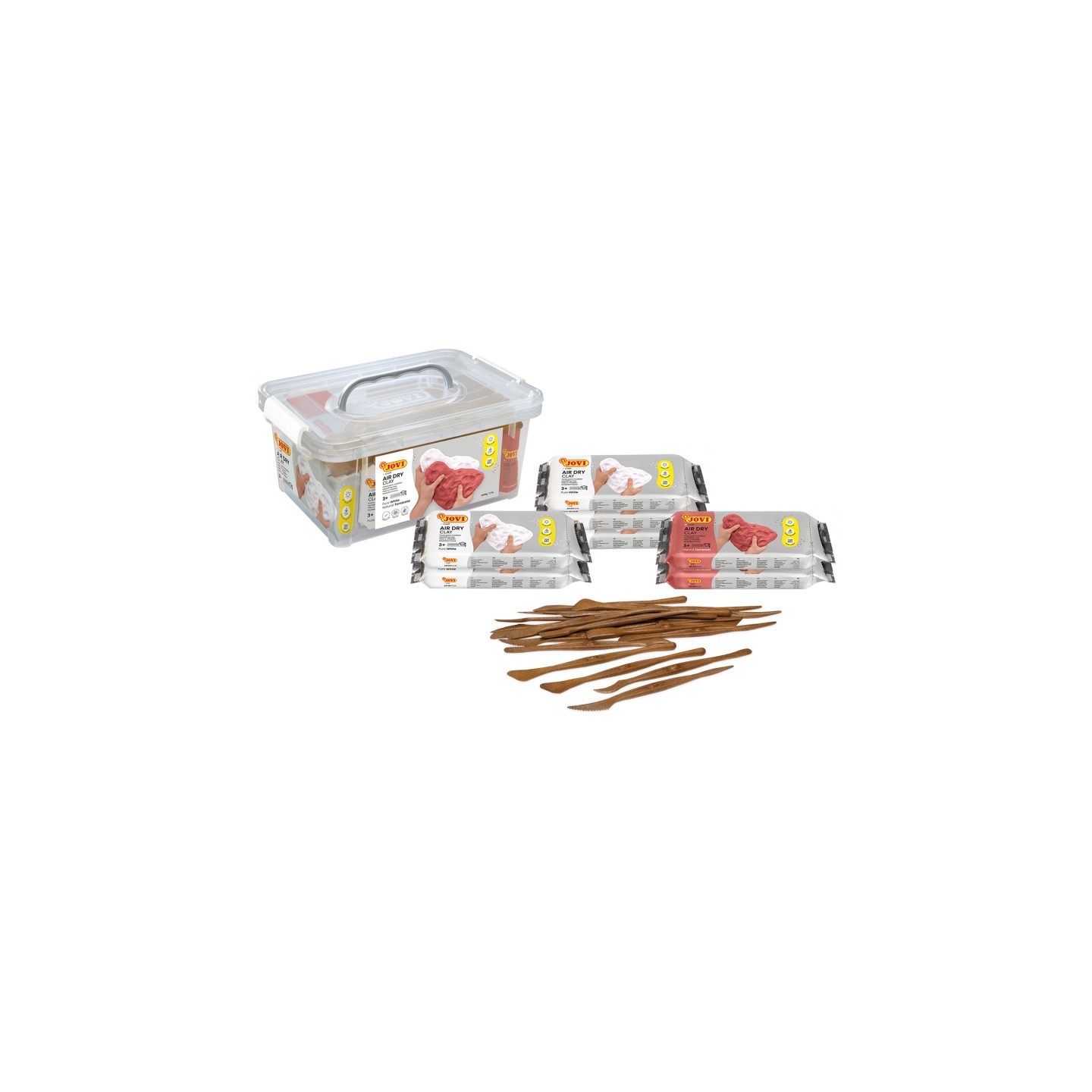 JOVI Air Dry Clay School Pack, 7 Bars 1.1 Lb & 20 Spatulas