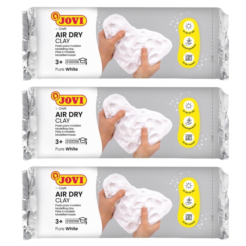 JOVI Air Dry Clay, White, 1.1lb Bar, Pack of 3