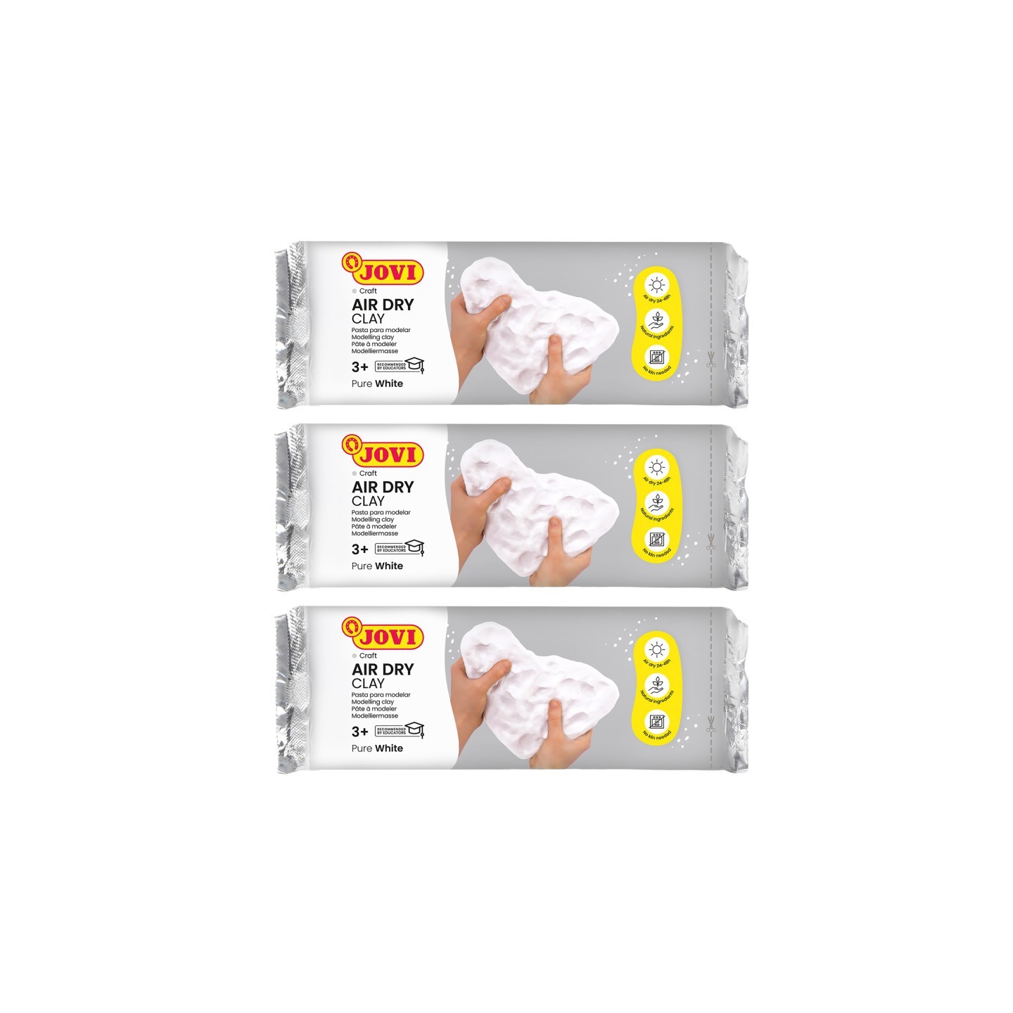JOVI Air Dry Clay, White, 1.1lb Bar, Pack of 3