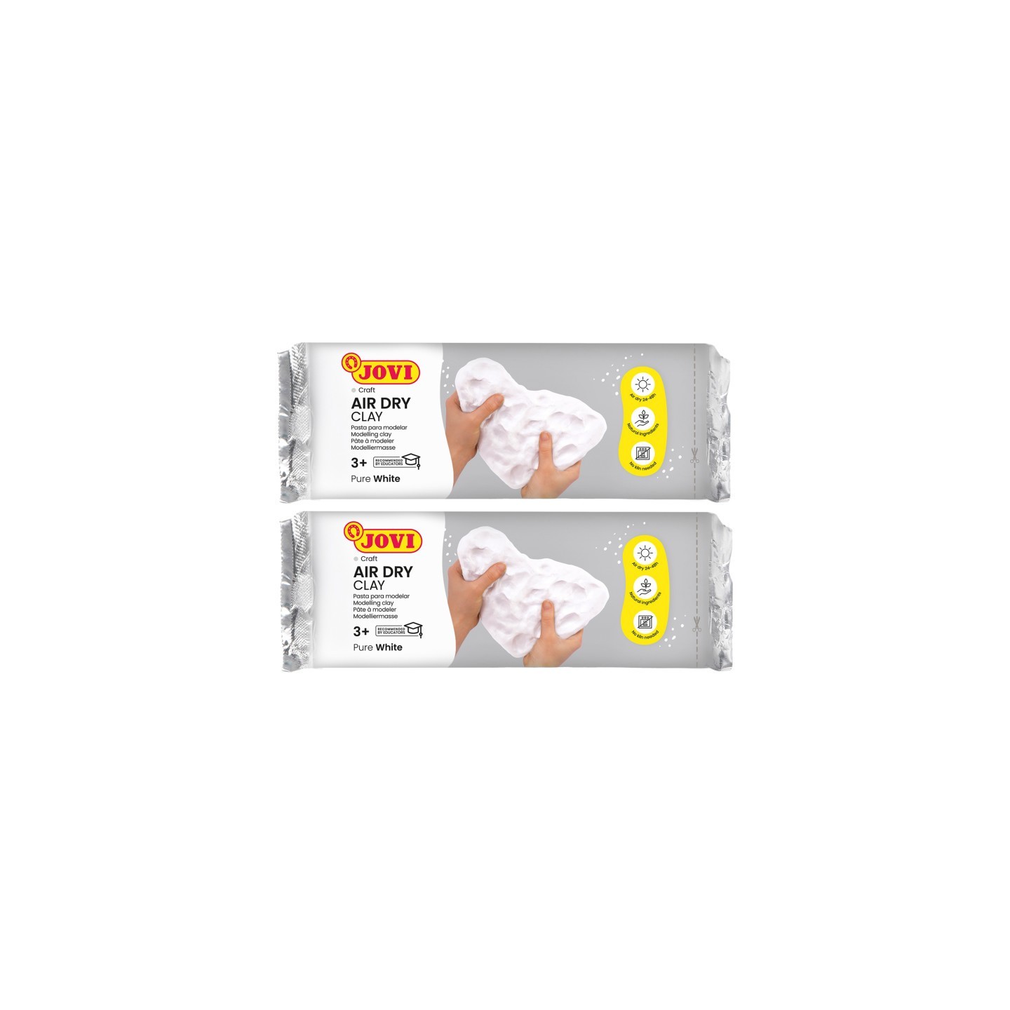 JOVI Air Dry Clay, White, 2.2lb Bar, Pack of 2