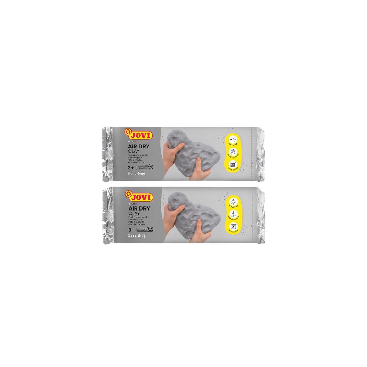 JOVI Air Dry Clay, Grey, 2.2lb Bar, Pack of 2