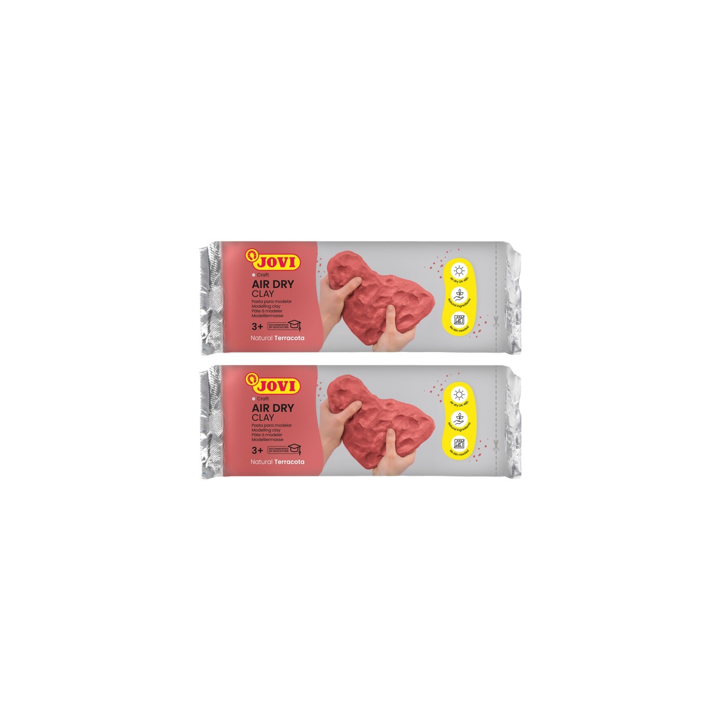 JOVI Air Dry Clay, Terracotta, 2.2lb Bar, Pack of 2