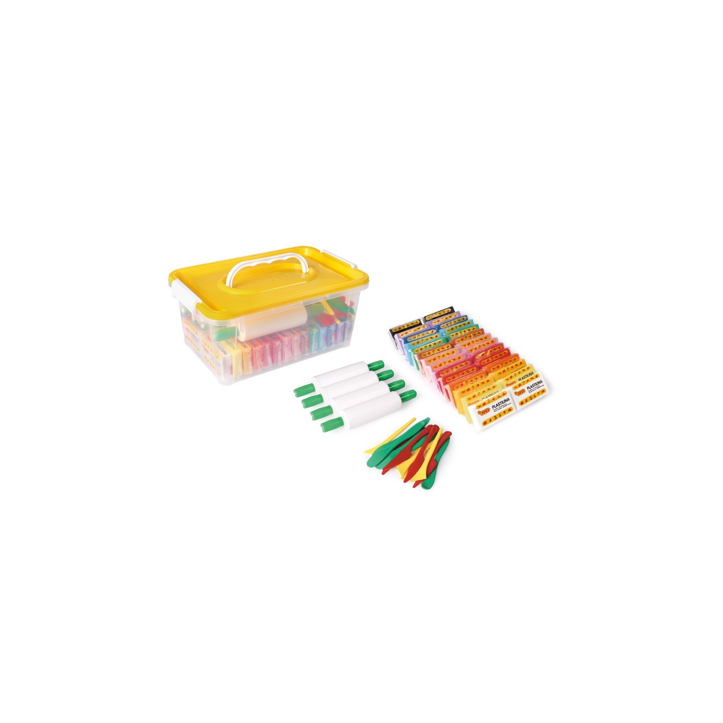 JOVI Plastilina Modeling Clay School Pack, 28 Bars, 4 Rollers, 15 Spatulas