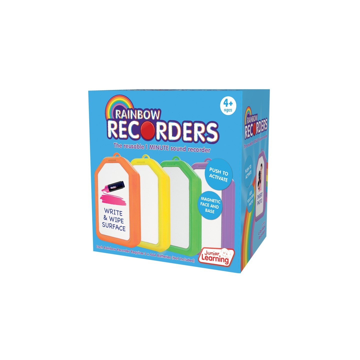 Junior Learning® Magnetic Rainbow Recorders, Set of 4