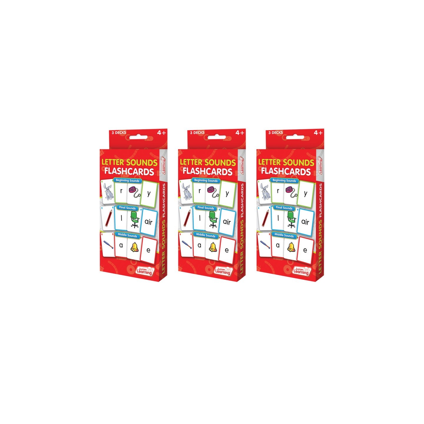 Junior Learning® Letter Sound Flashcards, 3 Sets Per Pack, 3 Packs