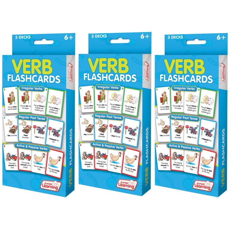 Junior Learning® Verb Flashcards, 3 Sets Per Pack, 3 Packs
