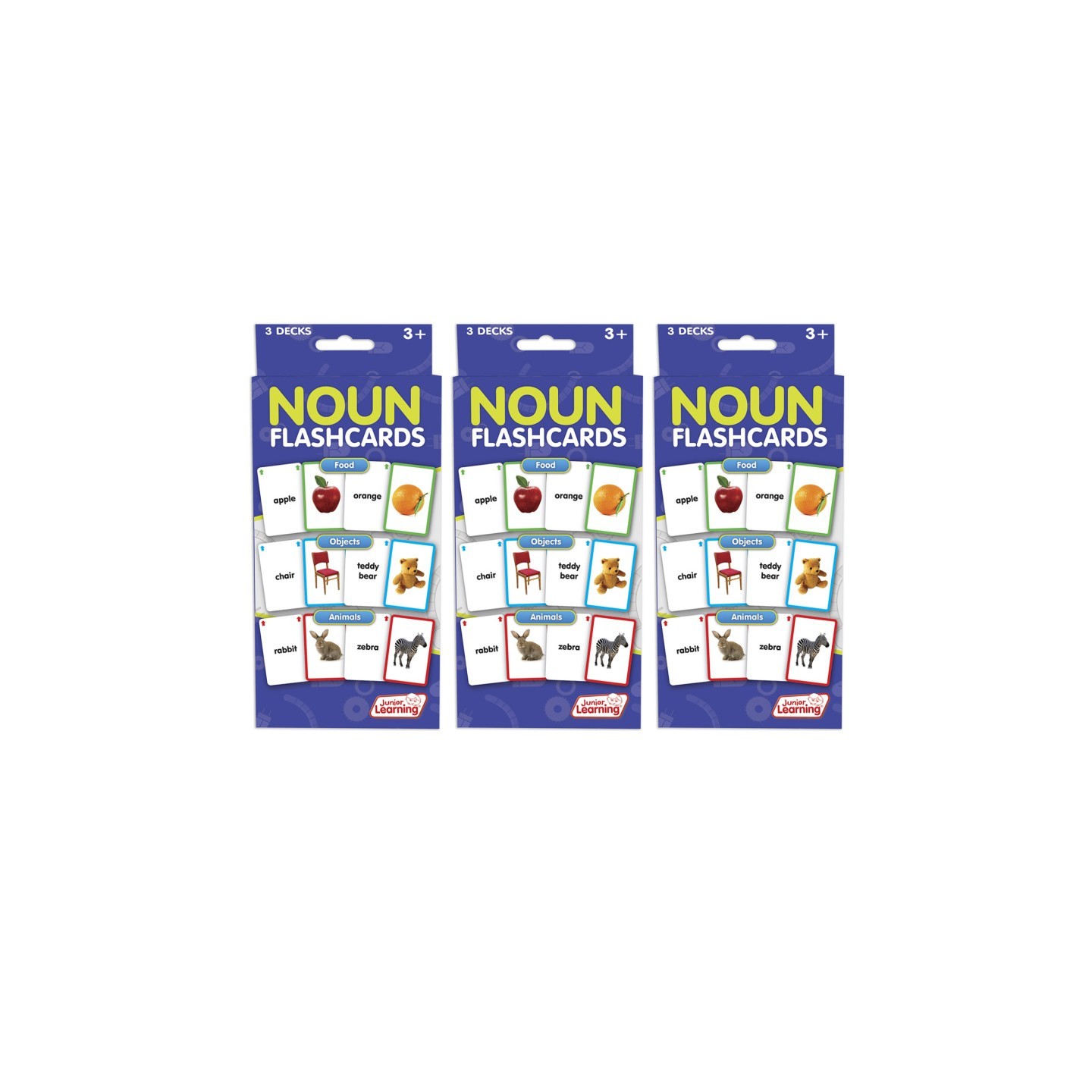 Junior Learning® Nouns Flashcards, 3 Decks Per Pack, 3 Packs
