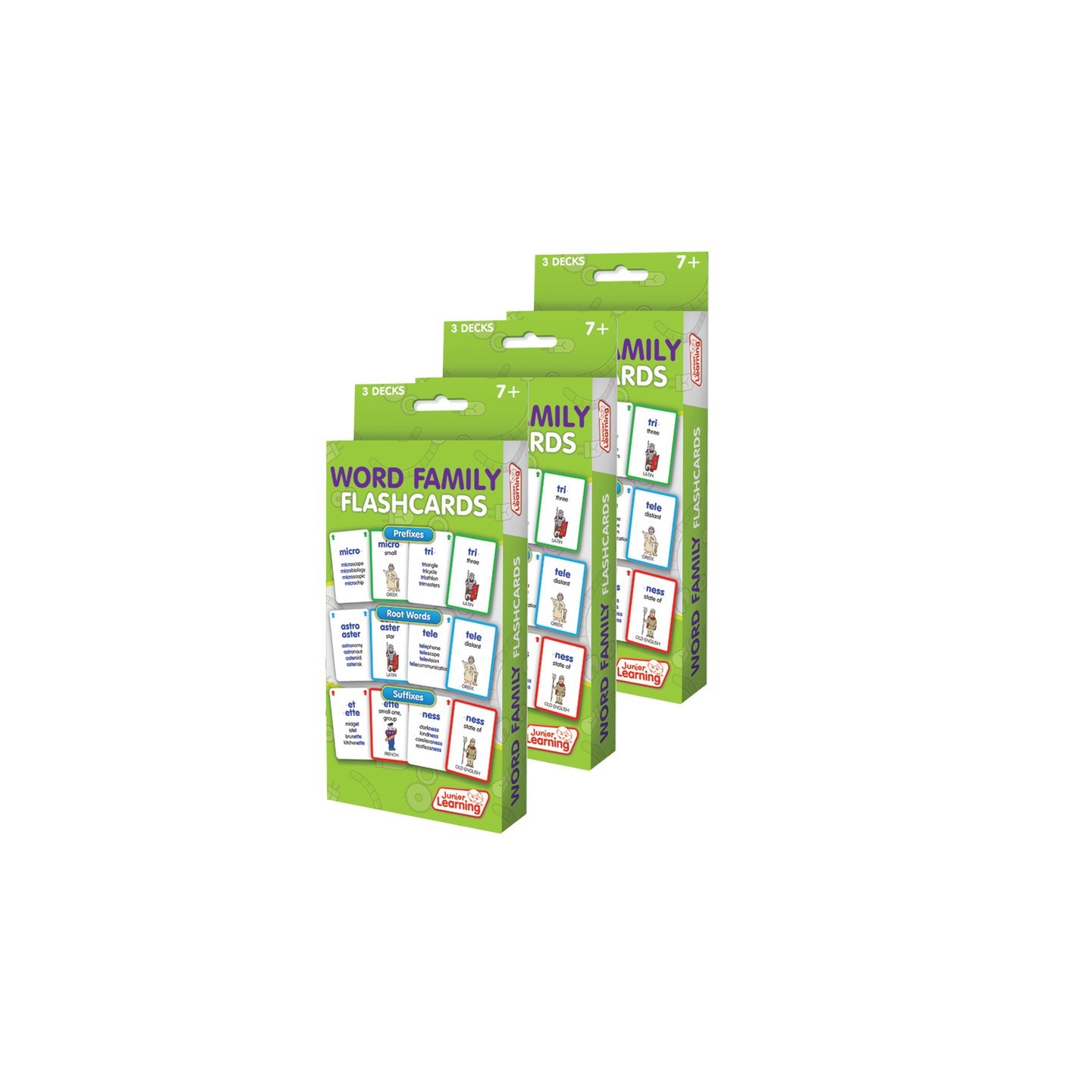 Junior Learning® Word Families Flash Cards, 3 Decks Per Pack, 3 Packs