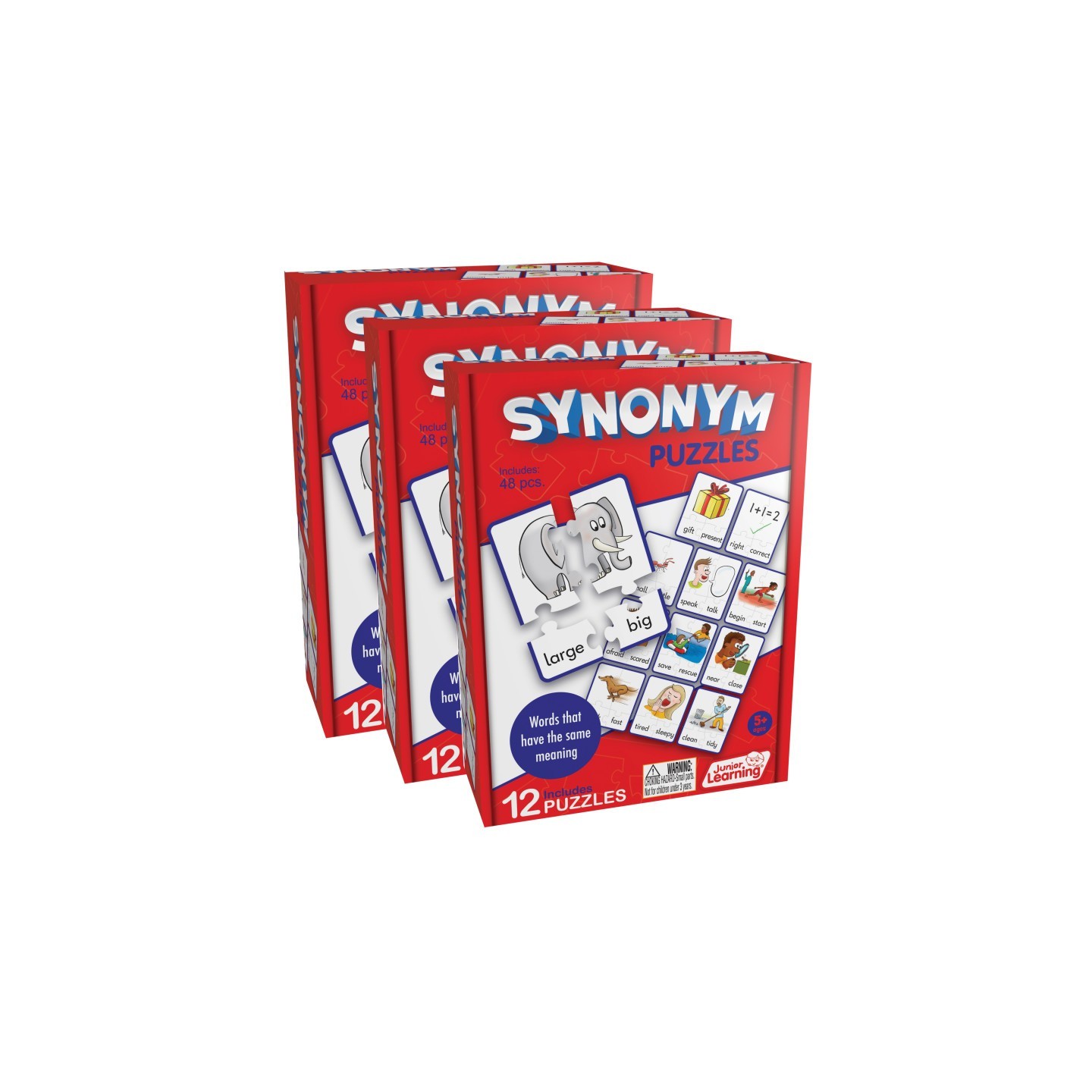 Junior Learning® Synonym Puzzles, 12 Per Set, 3 Sets