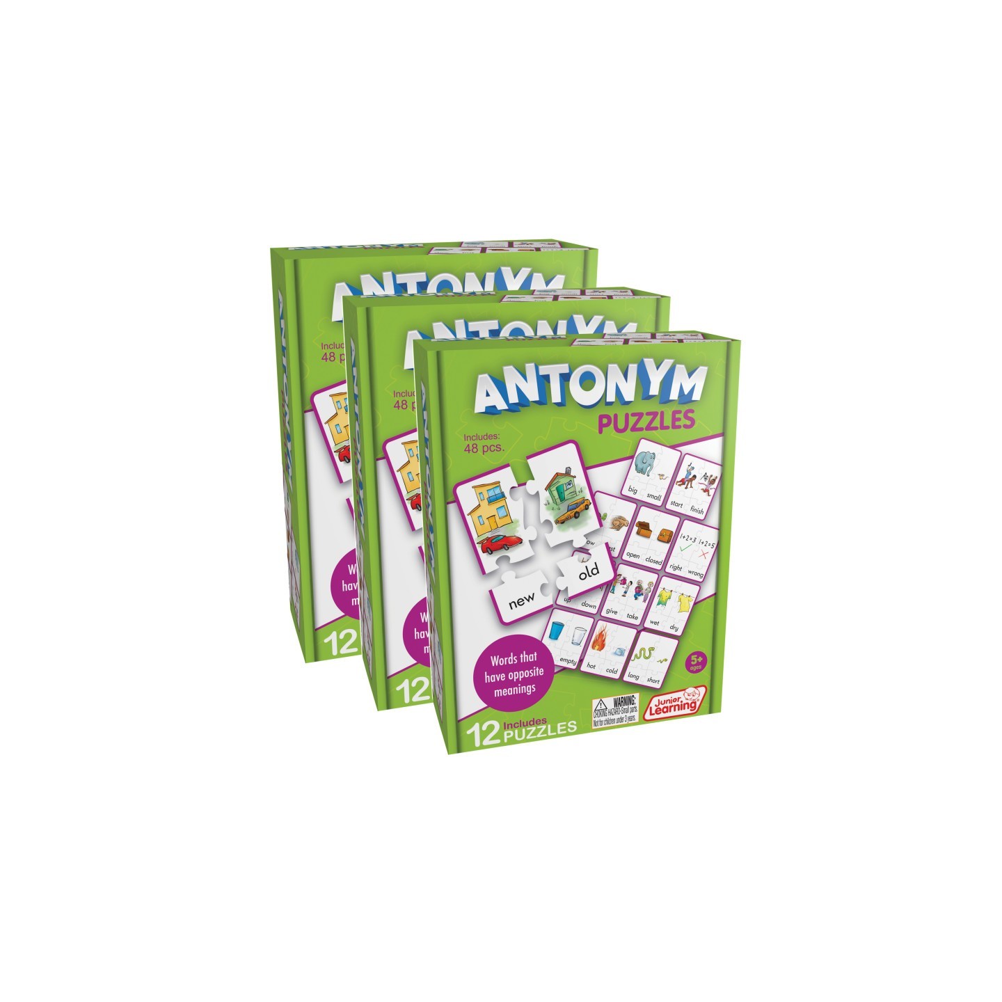 Junior Learning® Antonym Puzzles, 12 Per Set, 3 Sets