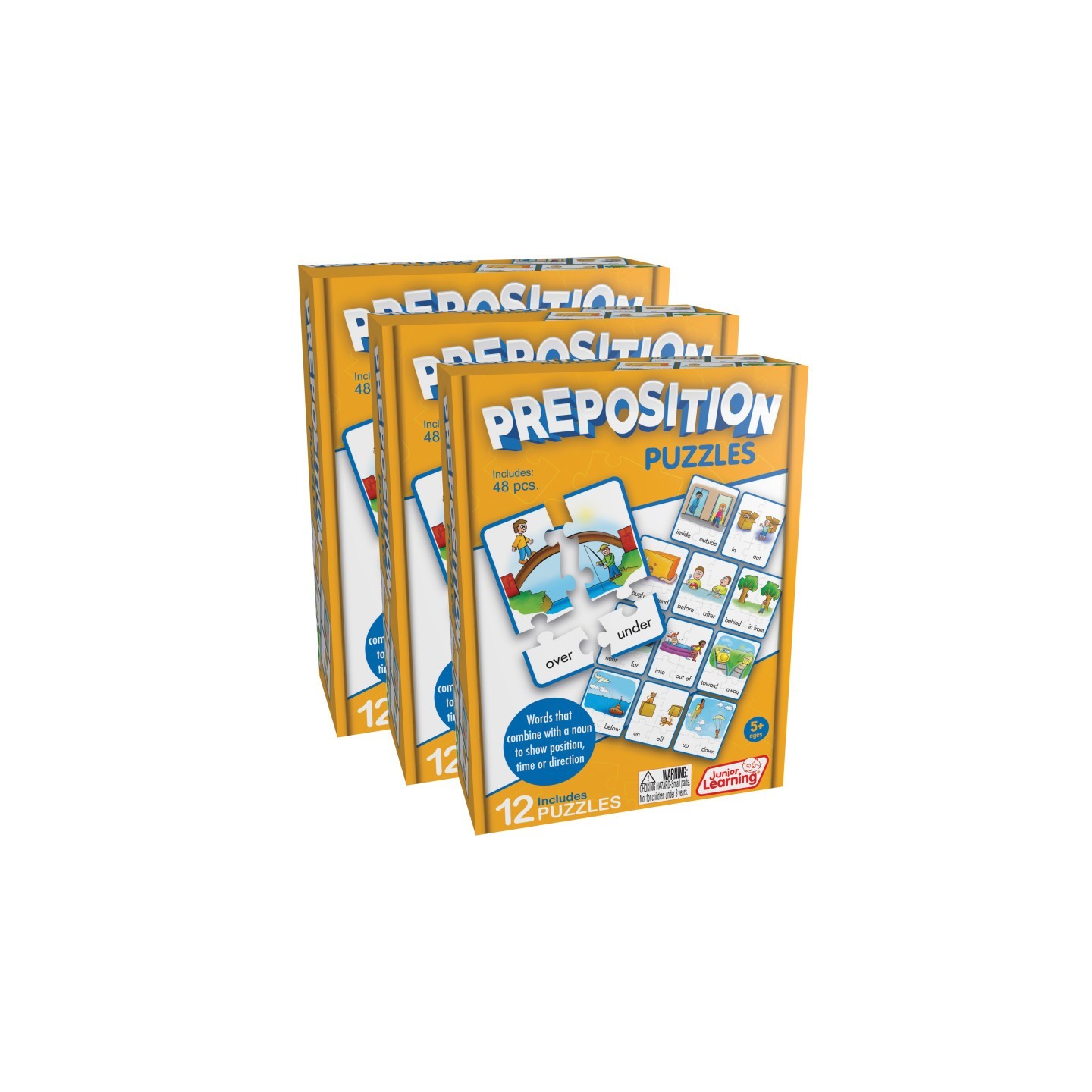 Junior Learning® Preposition Puzzles, 12 Per Set, 3 Sets