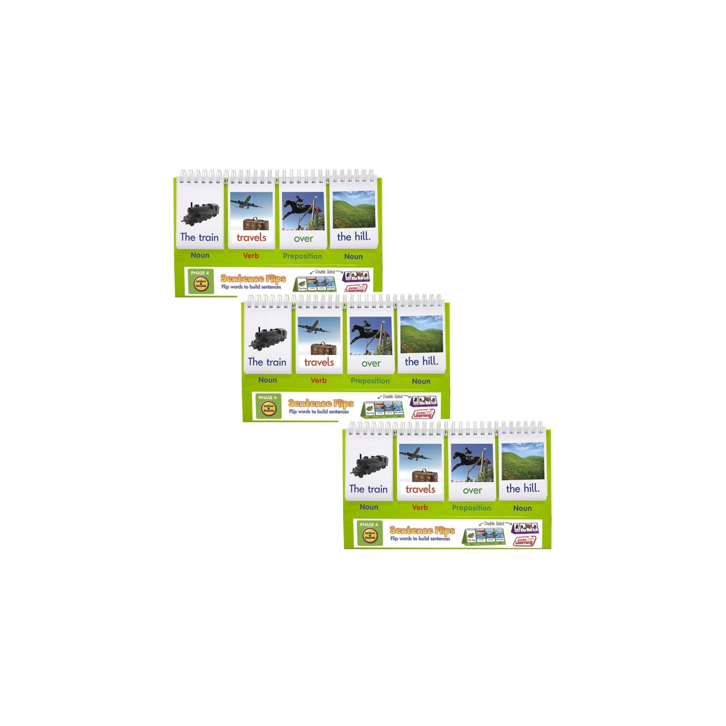Junior Learning® Sentence Flips, Double-Sided Sentence Building Flip Chart, Pack of 3
