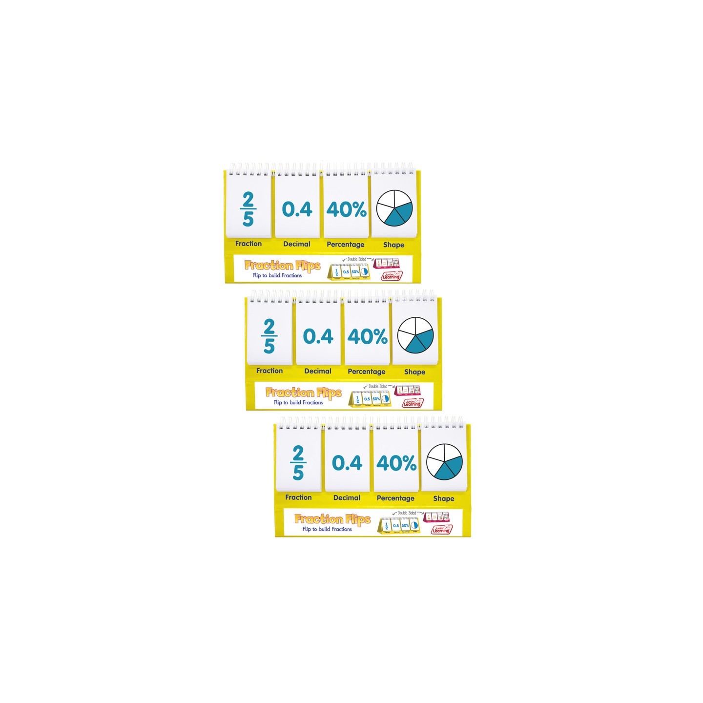 Junior Learning® Fractions Flips, Pack of 3