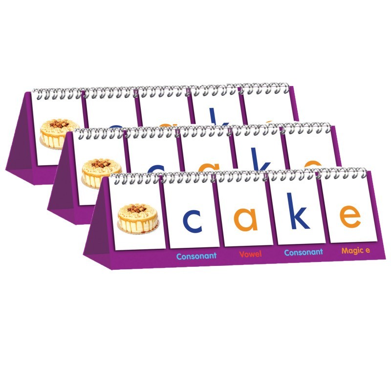 Junior Learning® Double-sided Flip Stands, Magic E Flips, Pack of 3