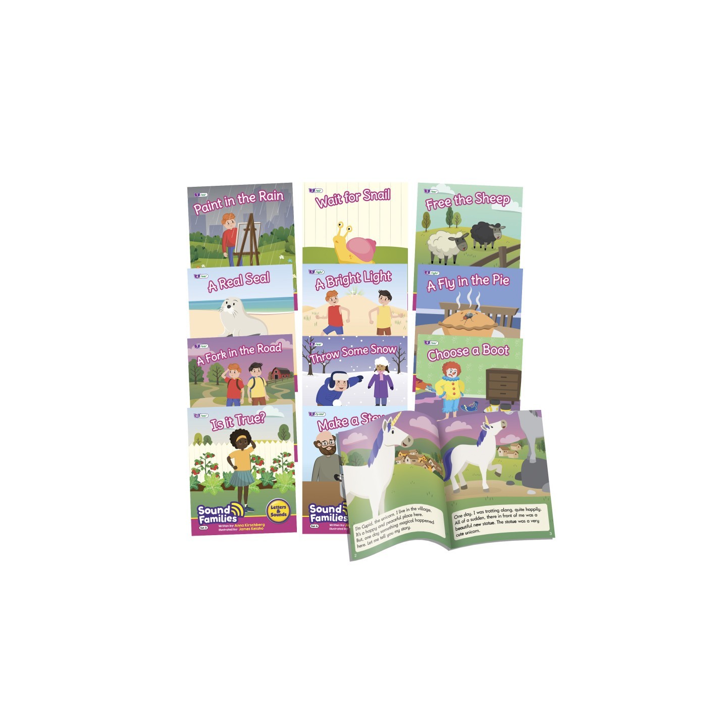 Beanstalk Books Sound Families Decodable Readers Long Vowel Fiction Phase 5.5, Set of 12