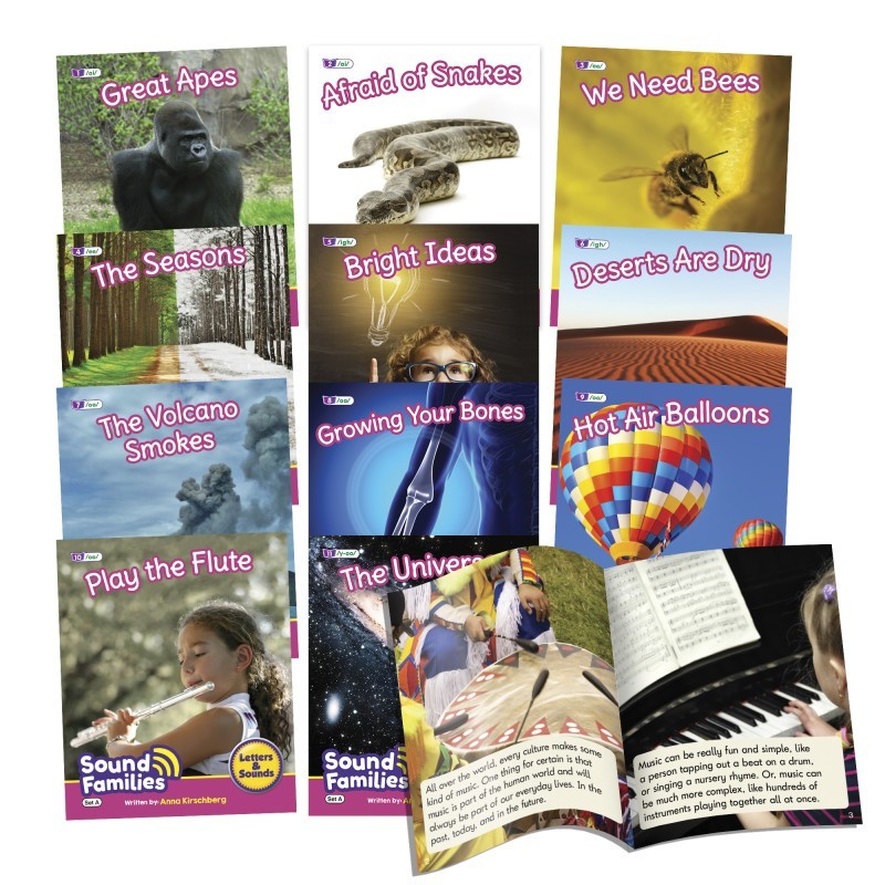Beanstalk Books Sound Families Decodable Readers Long Vowels Non-Fiction Phase 5.5, Set of 12