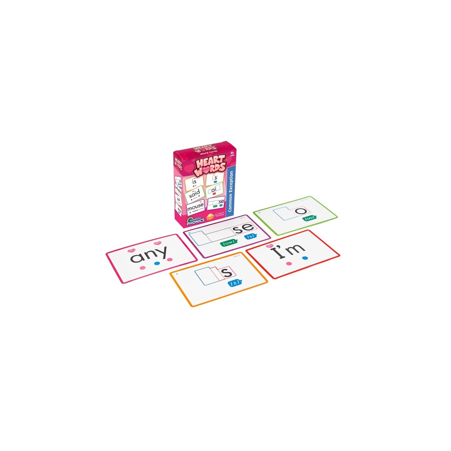 Junior Learning® Rainbow Phonics Heart Word Cards, Common Exception Words
