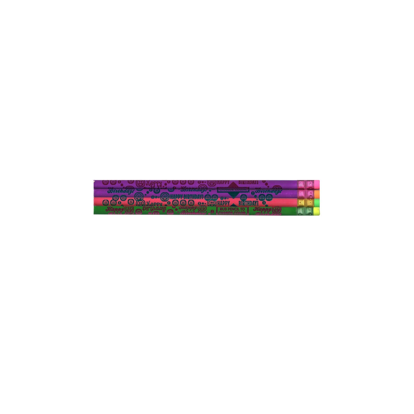 Moon Products Thermo Happy Birthday Pencils, Assorted Colors, Pack of 12