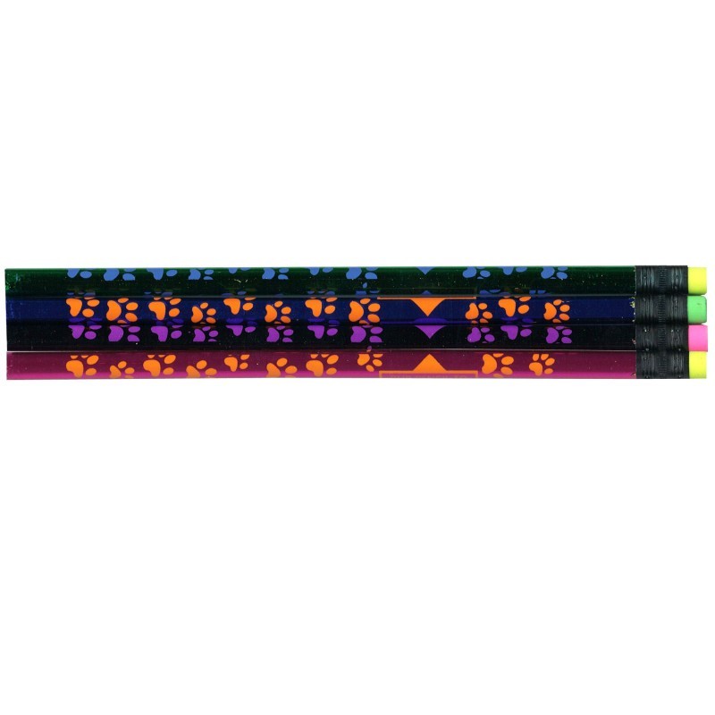 Moon Products Thermo Paw Prints Pencils, Assorted Colors, Pack of 12
