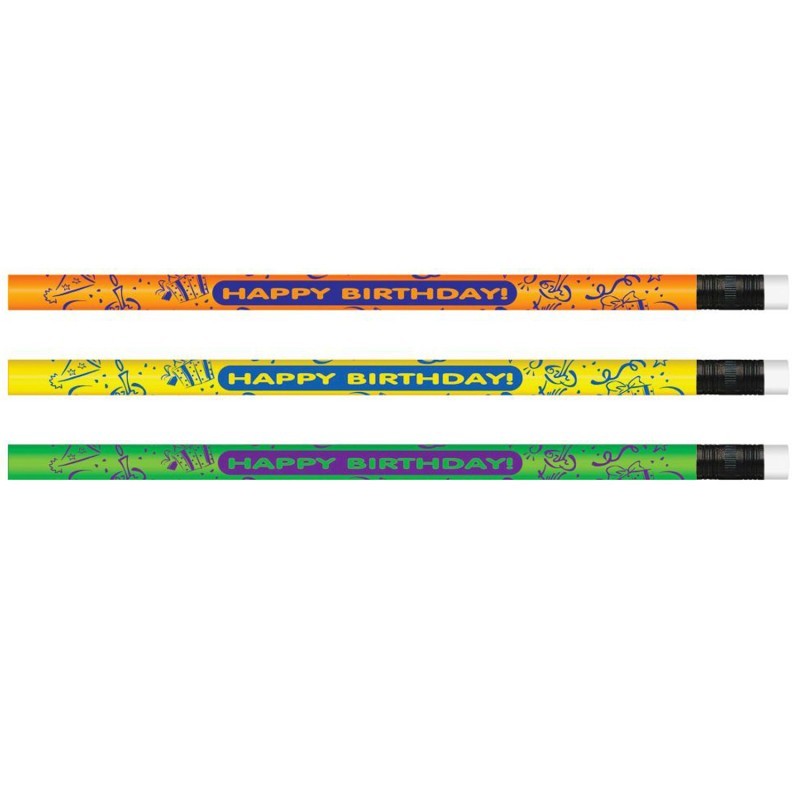 Moon Products Pencils Neon Happy Birthday, 12 Per Pack, 12 Packs