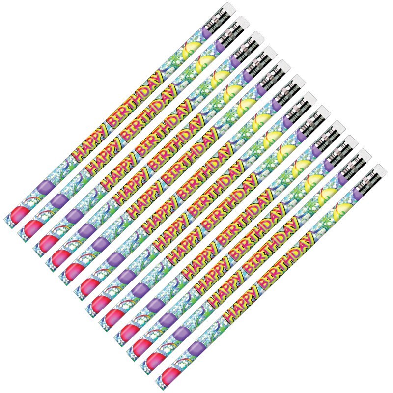 Moon Products Happy Birthday Glitz Pencils, Pack of 12