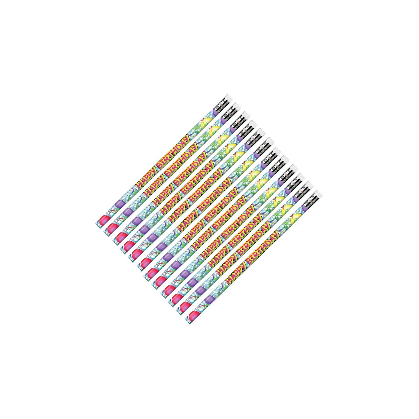 Moon Products Happy Birthday Glitz Pencils, Pack of 12