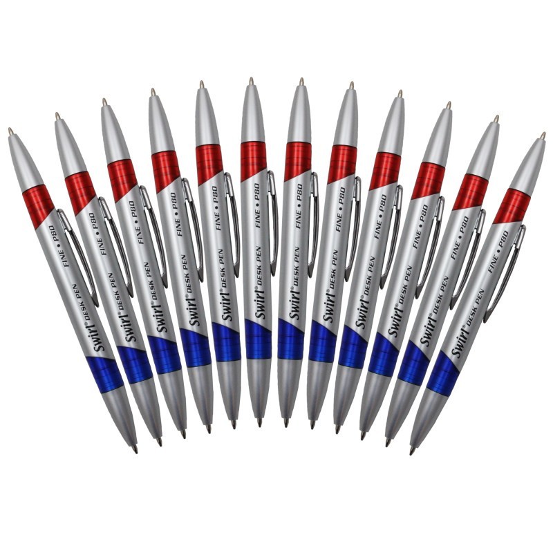 Moon Products Swirl Ink Pens, Red/Blue Combo, Pack of 12