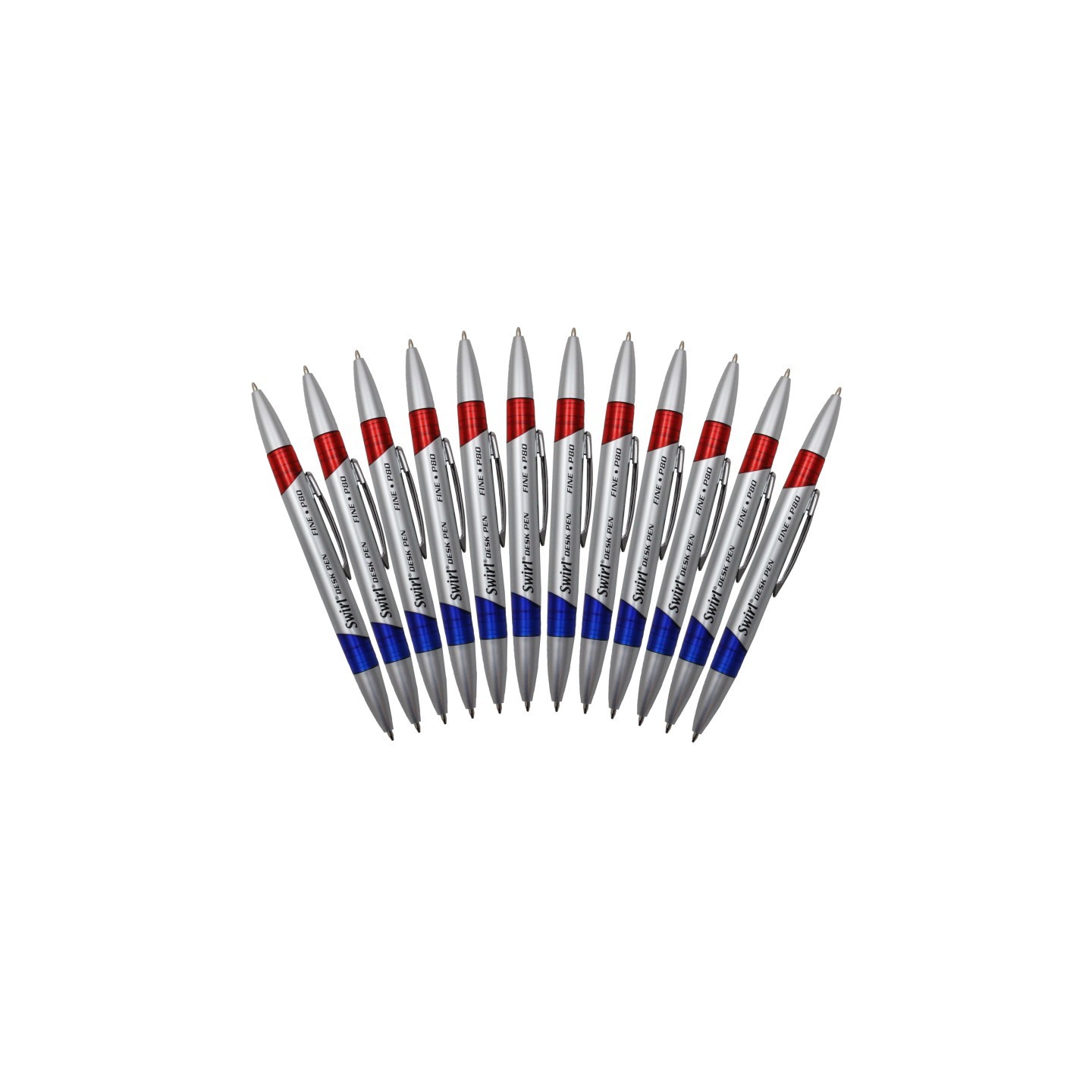 Moon Products Swirl Ink Pens, Red/Blue Combo, Pack of 12