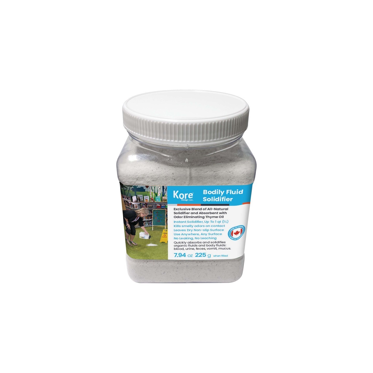 Kore Design Body Fluid Solidifier, Light Weight Absorbent, 1L Jug, White