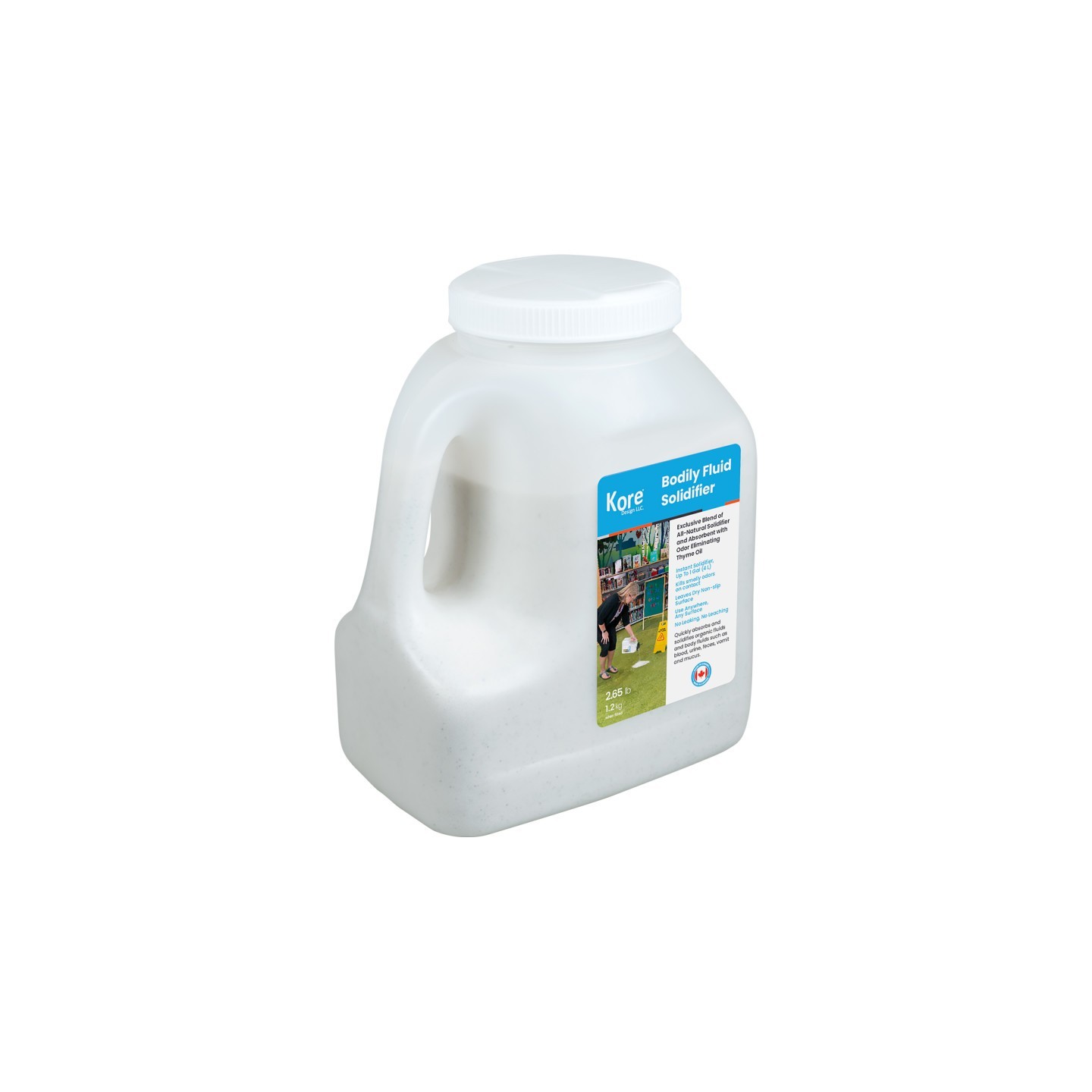 Kore Design Body Fluid Solidifier, Light Weight Absorbent, 4L Jug, White