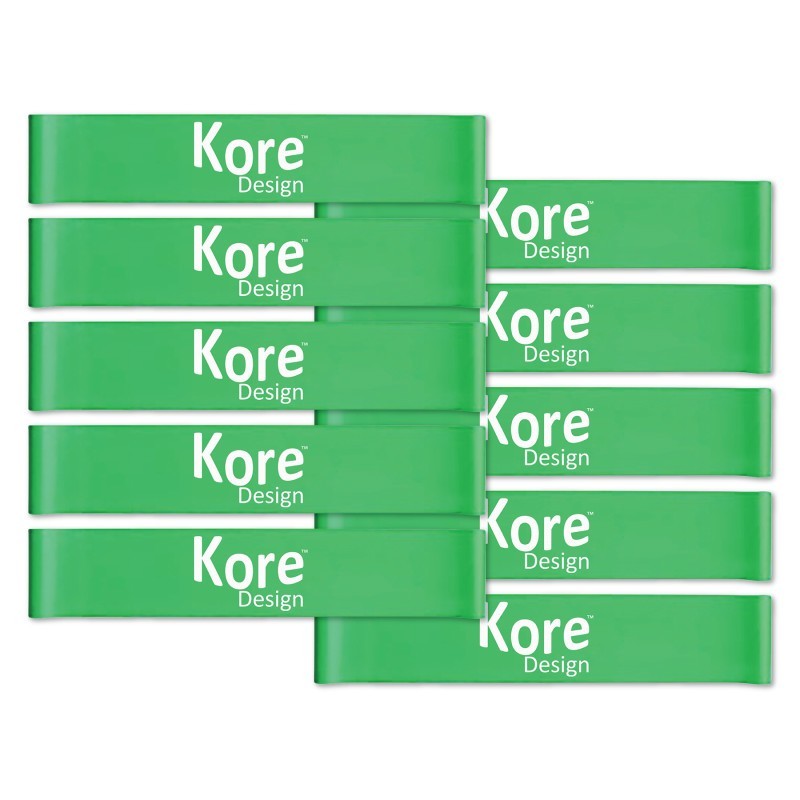 Kore Design Fidget Kick Bands, Silicone, 12" to 24", Green, Pack of 10