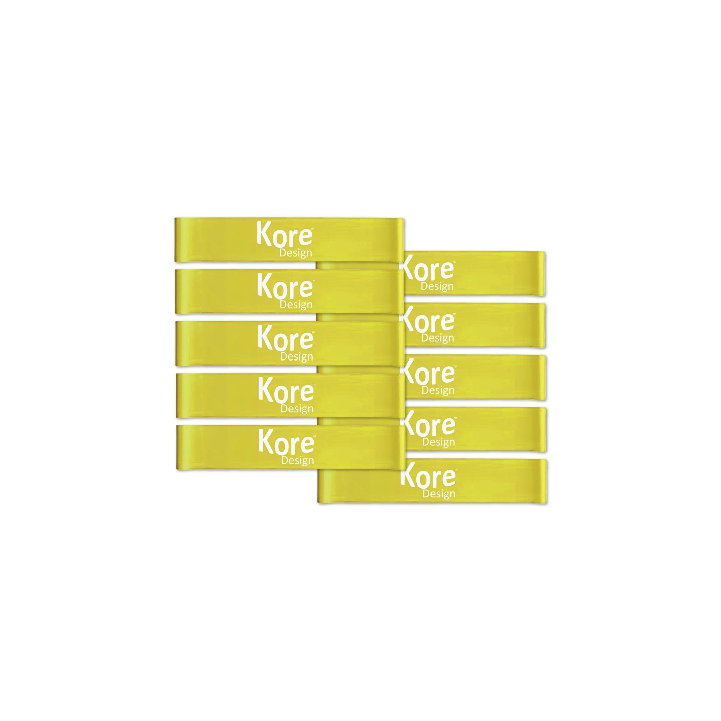 Kore Design Fidget Kick Bands, Silicone, 12" to 24", Yellow, Pack of 10