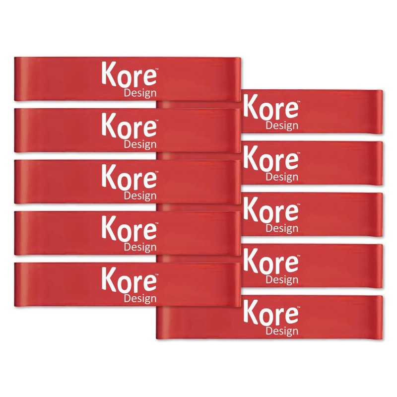 Kore Design Fidget Kick Bands, Latex, 10" to 16", Red, Pack of 10