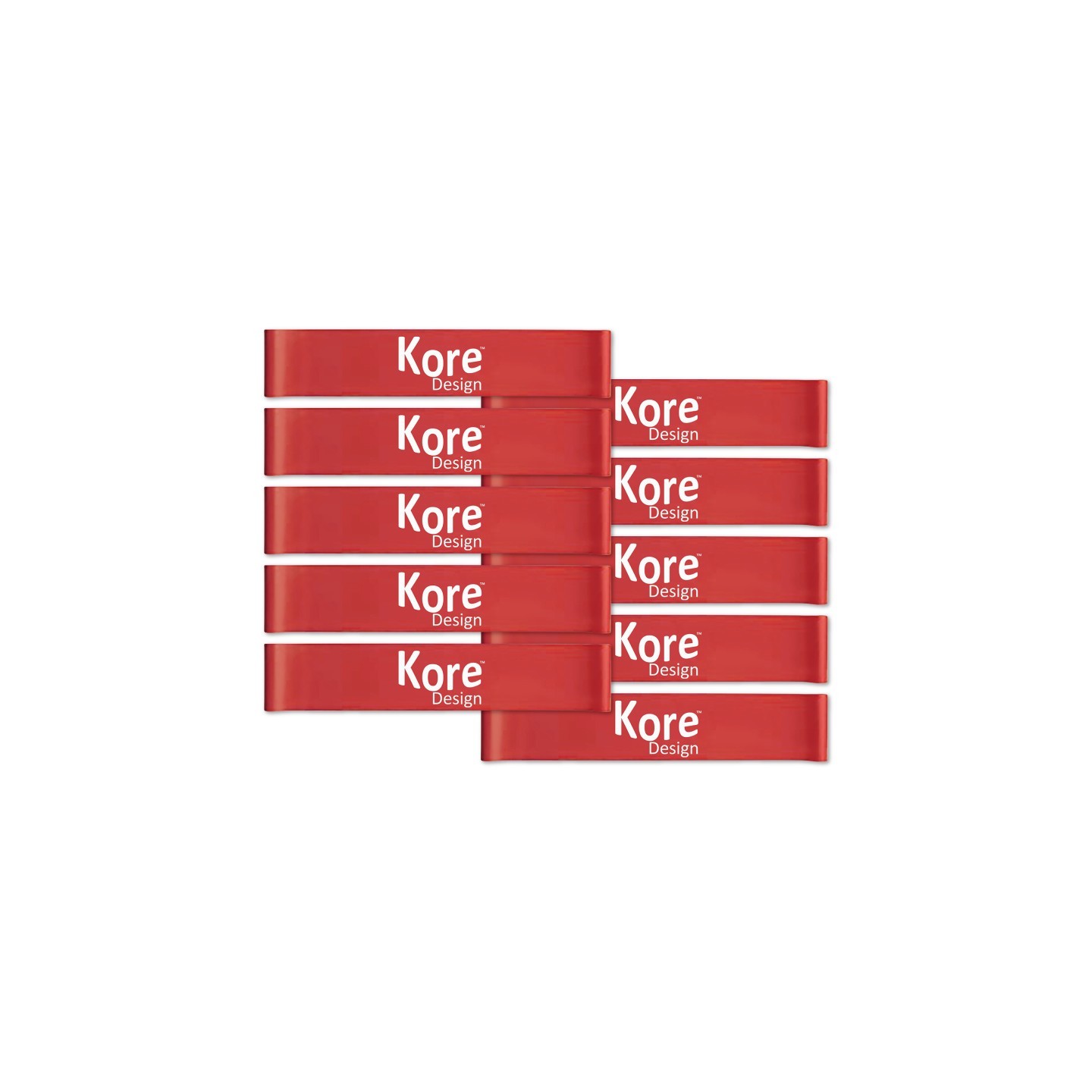 Kore Design Fidget Kick Bands, Latex, 10" to 16", Red, Pack of 10