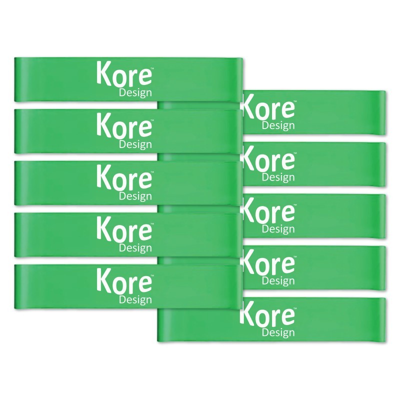 Kore Design Fidget Kick Bands, Latex, 10" to 16", Green, Pack of 10
