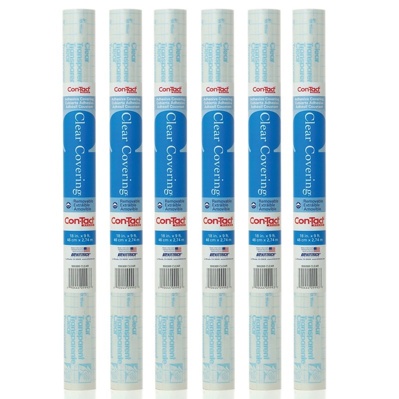 Con-Tact® Brand Self-Adhesive Covering, Clear, 18" x 9 ft, 6 Rolls