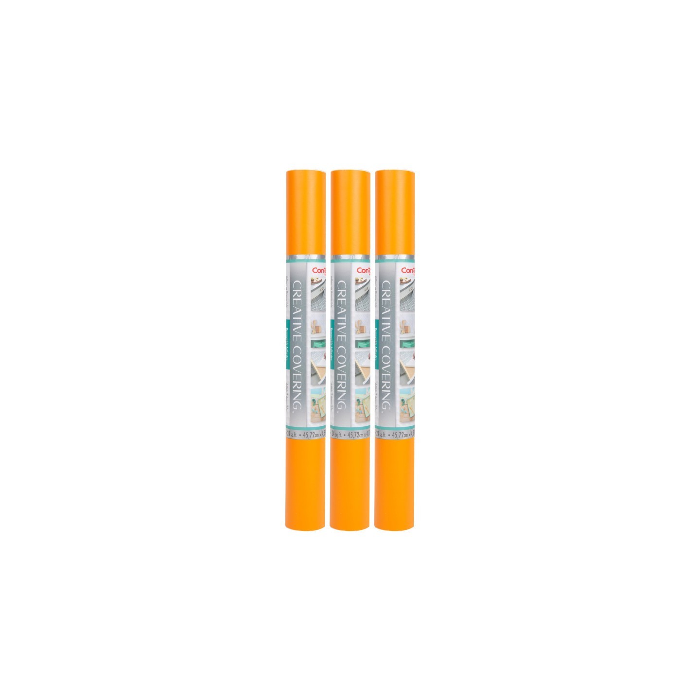 Con-Tact® Brand Creative Covering™ Adhesive Covering, Orange, 18" x 16 ft, Pack of 2